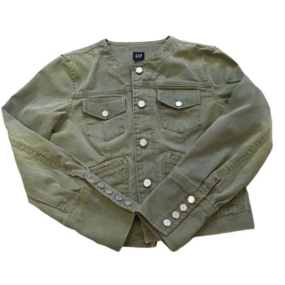 Gap Sage Green Denim Jacket Sz Large - Picture 2 of 5
